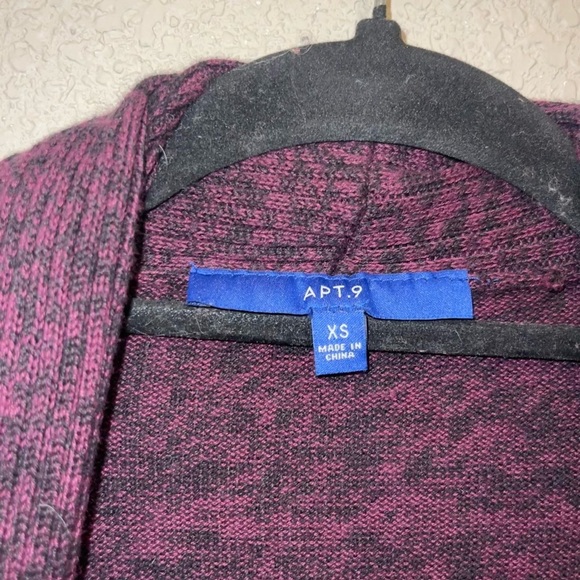 APT 9 Heathered Plum Shawl Collar Sweater Cardigan Button Accent Size XS - Picture 5 of 9